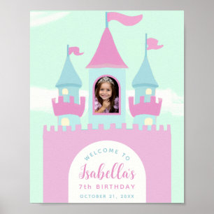 Poster Panneau de Bienvenue Château Anniversaire Fille Pr