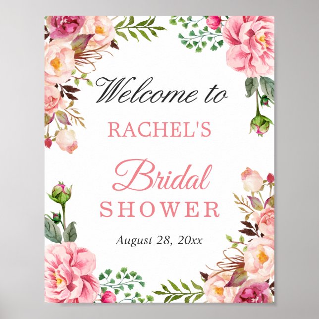 Poster Panneau de bienvenue chic pour une douche nuptiale (Devant)