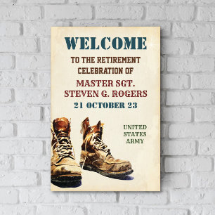 Poster Panneau de bienvenue d'adieu à la retraite militai