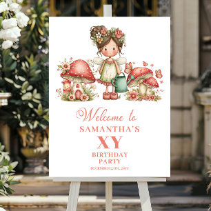 Poster Panneau de bienvenue d'anniversaire floral rose te