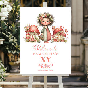 Poster Panneau de bienvenue d'anniversaire rose fantaisis