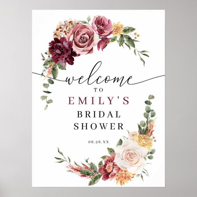 Poster Panneau de bienvenue de Baby Shower Country Boho (Devant)