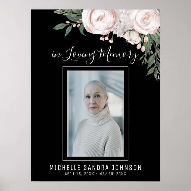 Poster Panneau de bienvenue de funérailles noires célébra (Devant)