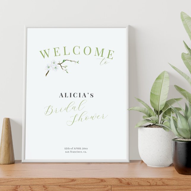 Poster Panneau de bienvenue de la douche nuptiale bleu fo (Créateur téléchargé)