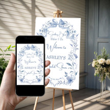 Panneau de bienvenue de la douche nuptiale bleu fo