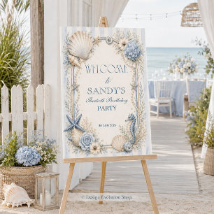 Poster Panneau de bienvenue de la plage côtière