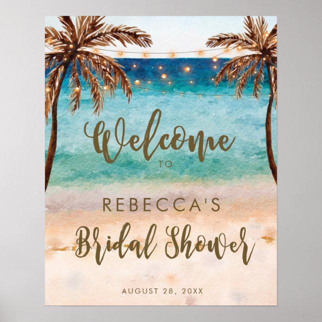 Poster panneau de bienvenue de la plage tropicale (Devant)