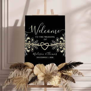 Poster Panneau de bienvenue de mariage à coeur de corde e