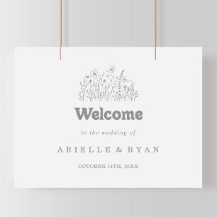 Poster Panneau de bienvenue de mariage à fleurs sauvages 
