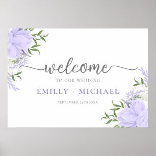Poster Panneau de bienvenue de mariage à la pervenche bot
