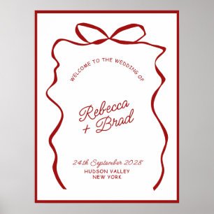 Poster Panneau de bienvenue de mariage à l'arc dessiné à