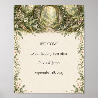 Poster Panneau de Bienvenue de Mariage à l'Arche de Bois