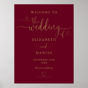 Poster Panneau de bienvenue de mariage à l'écriture Burgu