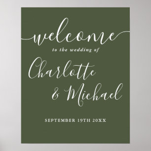 Poster Panneau de bienvenue de mariage à l'écriture cursi