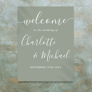 Poster Panneau de bienvenue de mariage à l'écriture de si