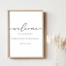 Panneau de bienvenue de mariage à l'écriture éléga