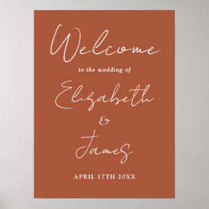 Poster Panneau de bienvenue de mariage à l'écriture minim