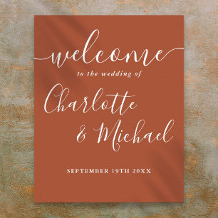 Poster Panneau de bienvenue de mariage à l'écriture signa