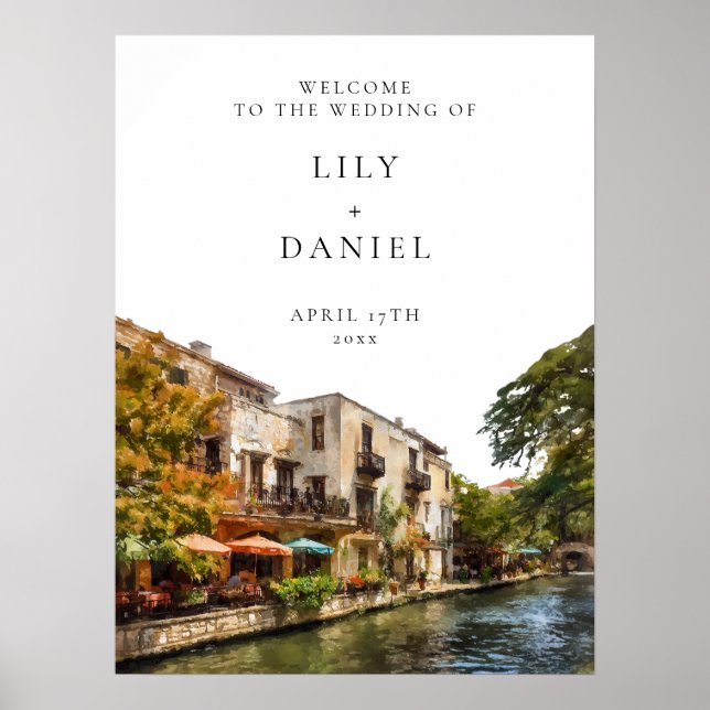 Poster Panneau de bienvenue de mariage à San Antonio (Devant)