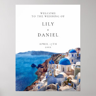Poster Panneau de bienvenue de mariage à Santorin Grèce