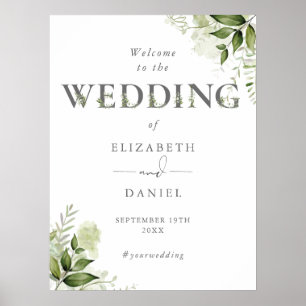 Poster Panneau de bienvenue de mariage à typographie flor
