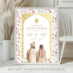 Poster Panneau de bienvenue de mariage Anand Karaj à la F