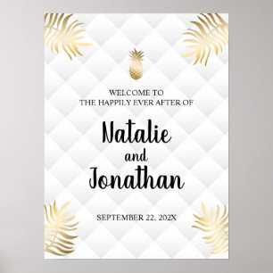 Poster Panneau de bienvenue de mariage au pineapple Tropi