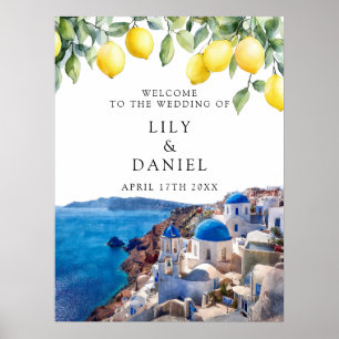 Poster Panneau de bienvenue de mariage aux citrons de San