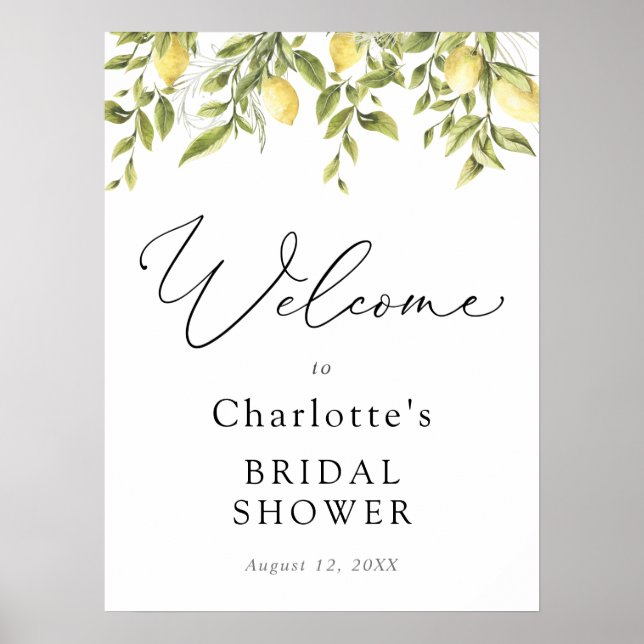 Poster Panneau de bienvenue de mariage aux citrons et au  (Devant)