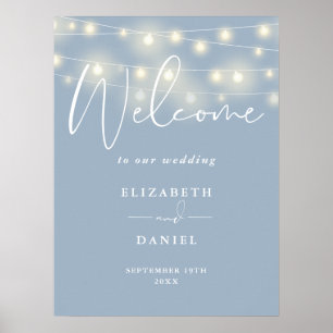 Poster Panneau de bienvenue de mariage aux lumières guing