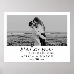 Poster Panneau de bienvenue de mariage avec écriture mode