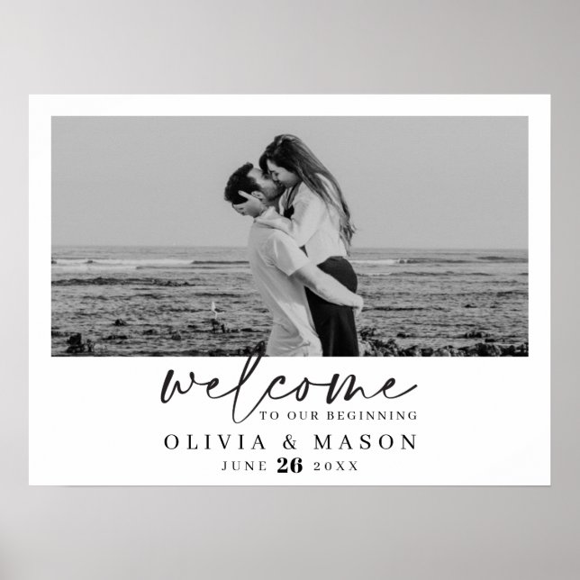 Poster Panneau de bienvenue de mariage avec écriture mode (Devant)