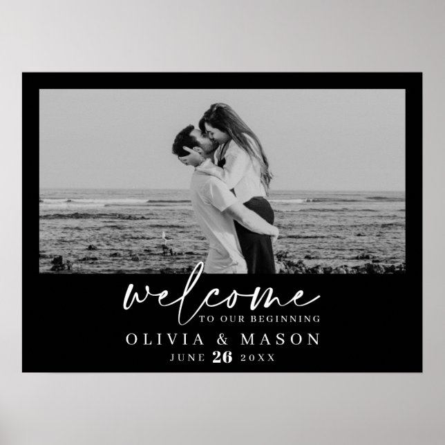 Poster Panneau de bienvenue de mariage avec écriture mode (Devant)