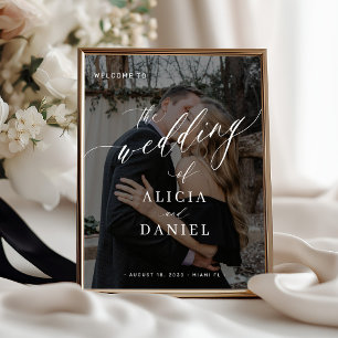 Poster Panneau de bienvenue de mariage avec photo