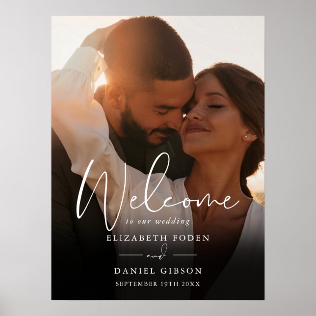 Poster Panneau de bienvenue de mariage avec photo de styl (Devant)