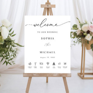 Poster Panneau de bienvenue de mariage avec timeline mini