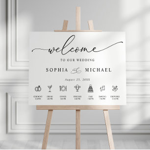 Poster Panneau de bienvenue de mariage avec timeline mini