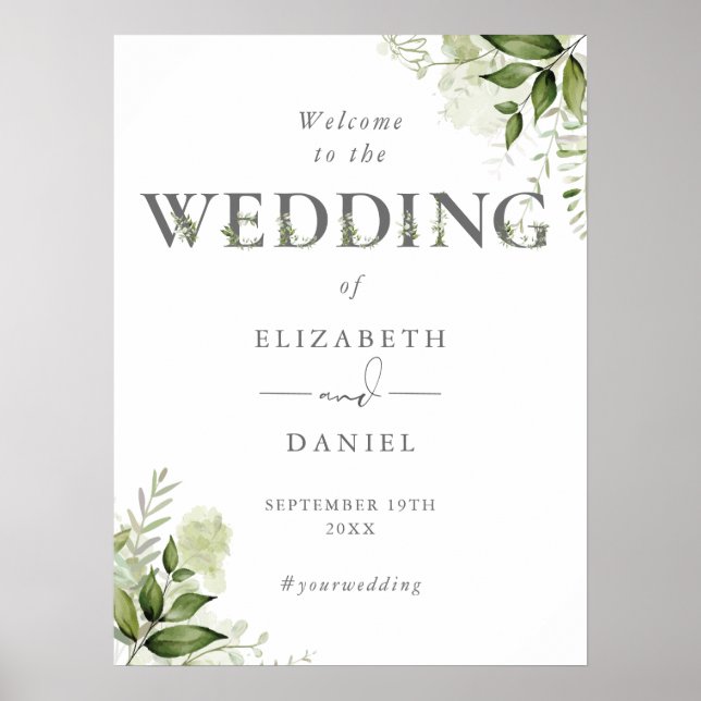Poster Panneau de bienvenue de mariage avec typographie f (Devant)