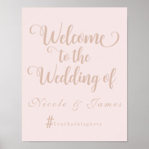 Poster Panneau de bienvenue de mariage beige crémeux avec