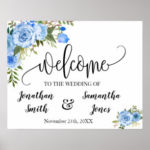 Poster Panneau de bienvenue de mariage boho chic floral b