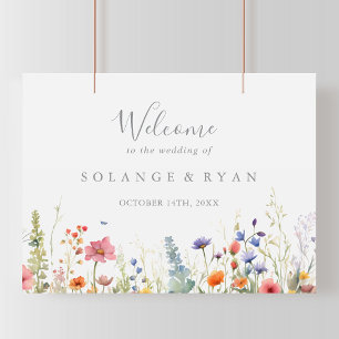 Poster Panneau de bienvenue de mariage botanique de prair