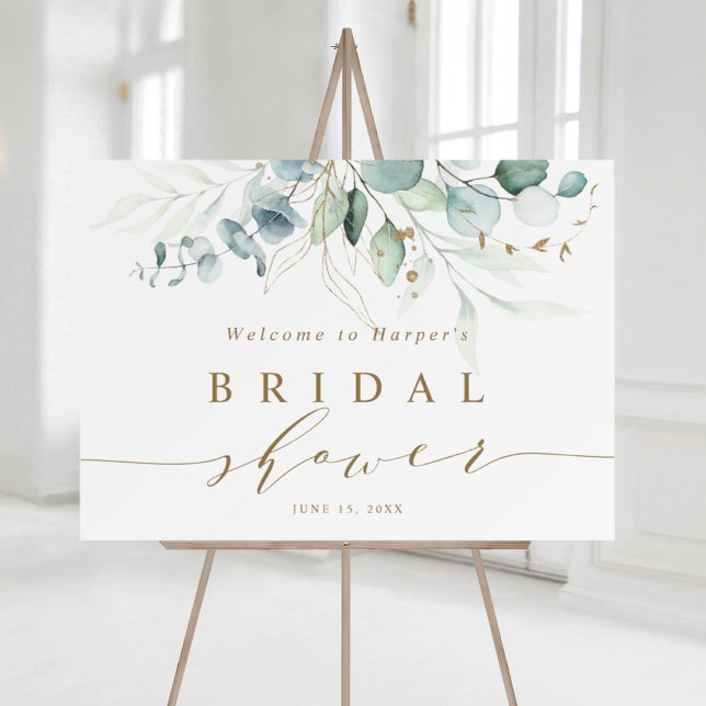 Poster Panneau de bienvenue de mariage botanique Gold & G (Créateur téléchargé)