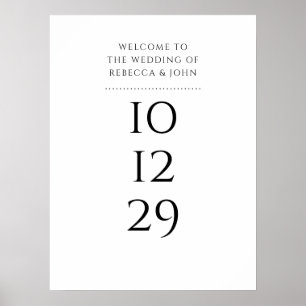 Poster Panneau de Bienvenue de Mariage Date Spécial Noir 