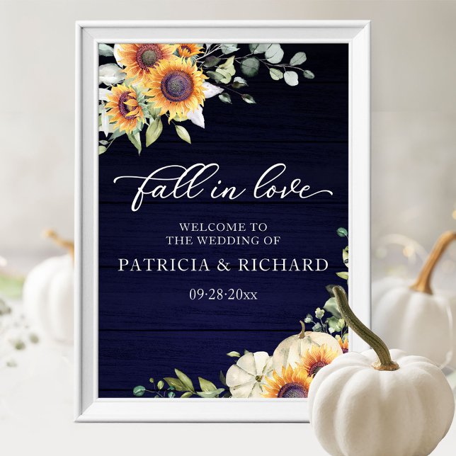 Poster Panneau de bienvenue de mariage d'automne aux tour (Créateur téléchargé)