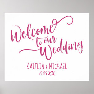 Poster Panneau de bienvenue de mariage de calligraphie de