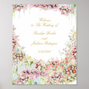 Poster panneau de bienvenue de mariage de château de jard
