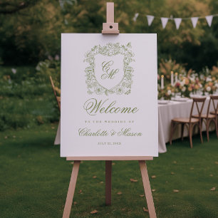 Poster Panneau de bienvenue de mariage de jardin Monogram