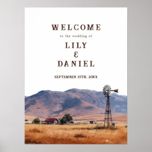 Poster Panneau de bienvenue de mariage de montagne occide