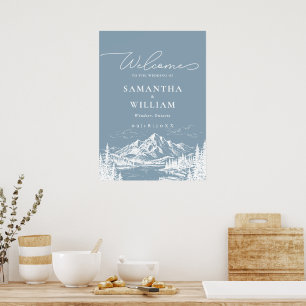 Poster Panneau de bienvenue de mariage de paysage de mont