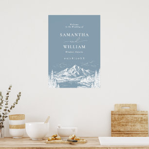 Poster Panneau de bienvenue de mariage de paysage de mont